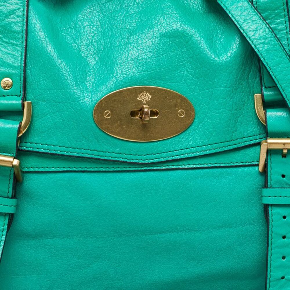 Mulberry Green Leather Alexa Flap Top Handle Bag - Picture 5 of 7